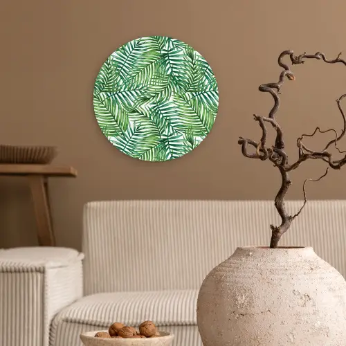 Palmboom - Bladeren - Groen Wandcirkel plexiglas klein 852 -sfeer1