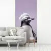 Pinguïn - Koksmuts - Lief - Paars fotobehang vinyl groot -woonkamer