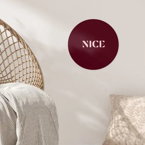 Nice - Bordeaux - Roze Wandcirkel behangsticker klein -sfeer4