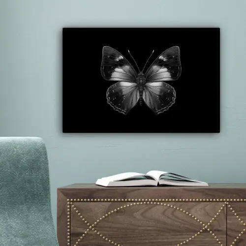 Vlinder - Grijs - Mysterieus canvas 2cm klein -sfeer4