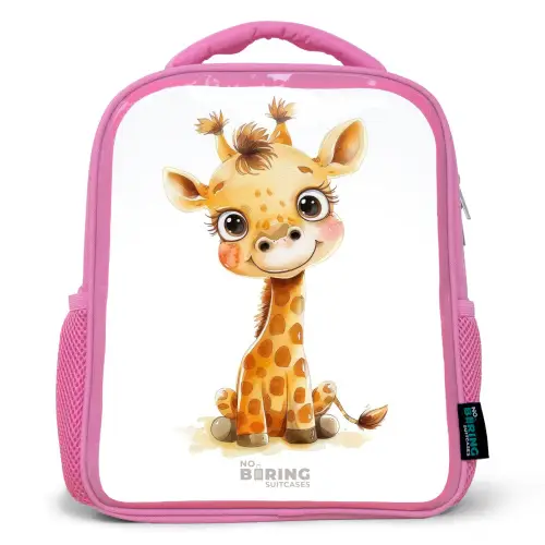 Baby giraffe Kinderrugzak - Roze middel -3d