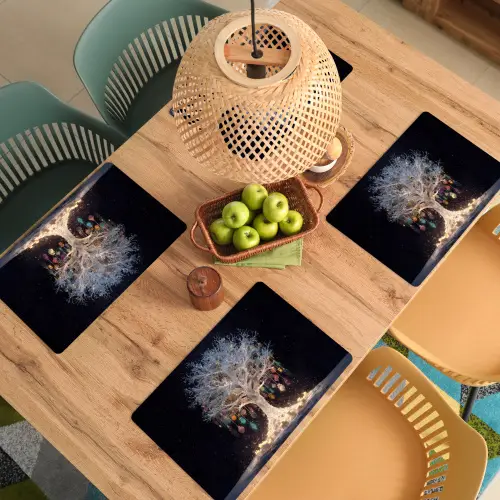 Sneeuwboom  - Lichtjes - Wit - Kleurrijk Placemat vinyl groot -zzsfeer5_Kitchenyeah-website