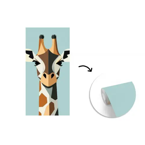 Giraffe - Illustratie - Bruin - Minimalistisch fotobehang vinyl groot -3d