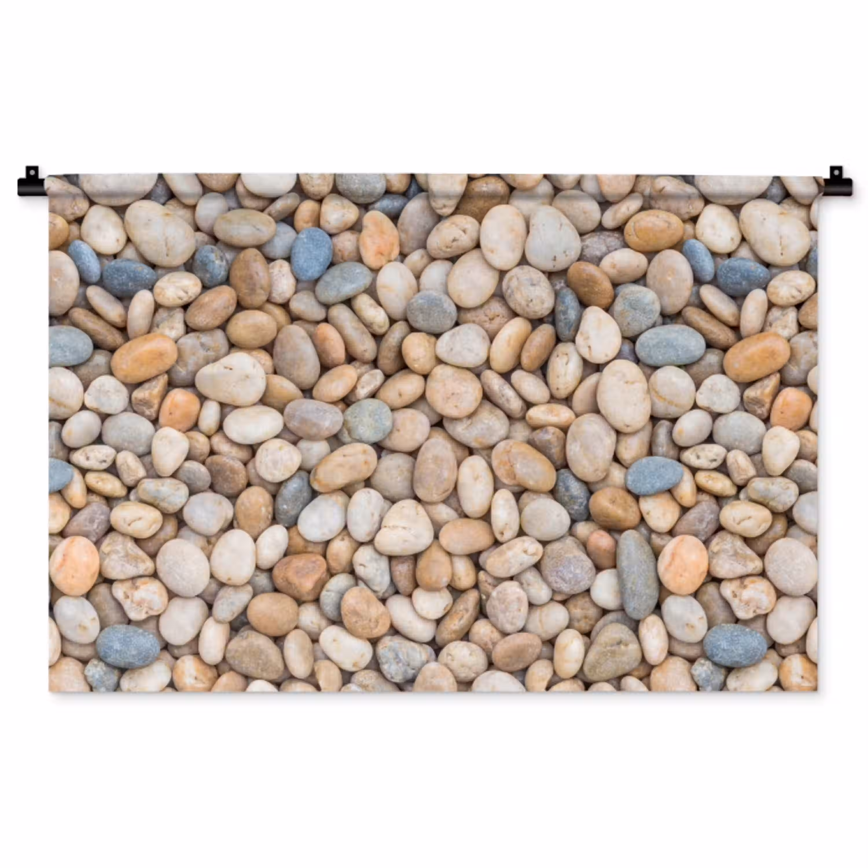 Kiezelstenen - Natuur - Textuur - Beige - Grijs Wandkleed katoen middel -zz3d