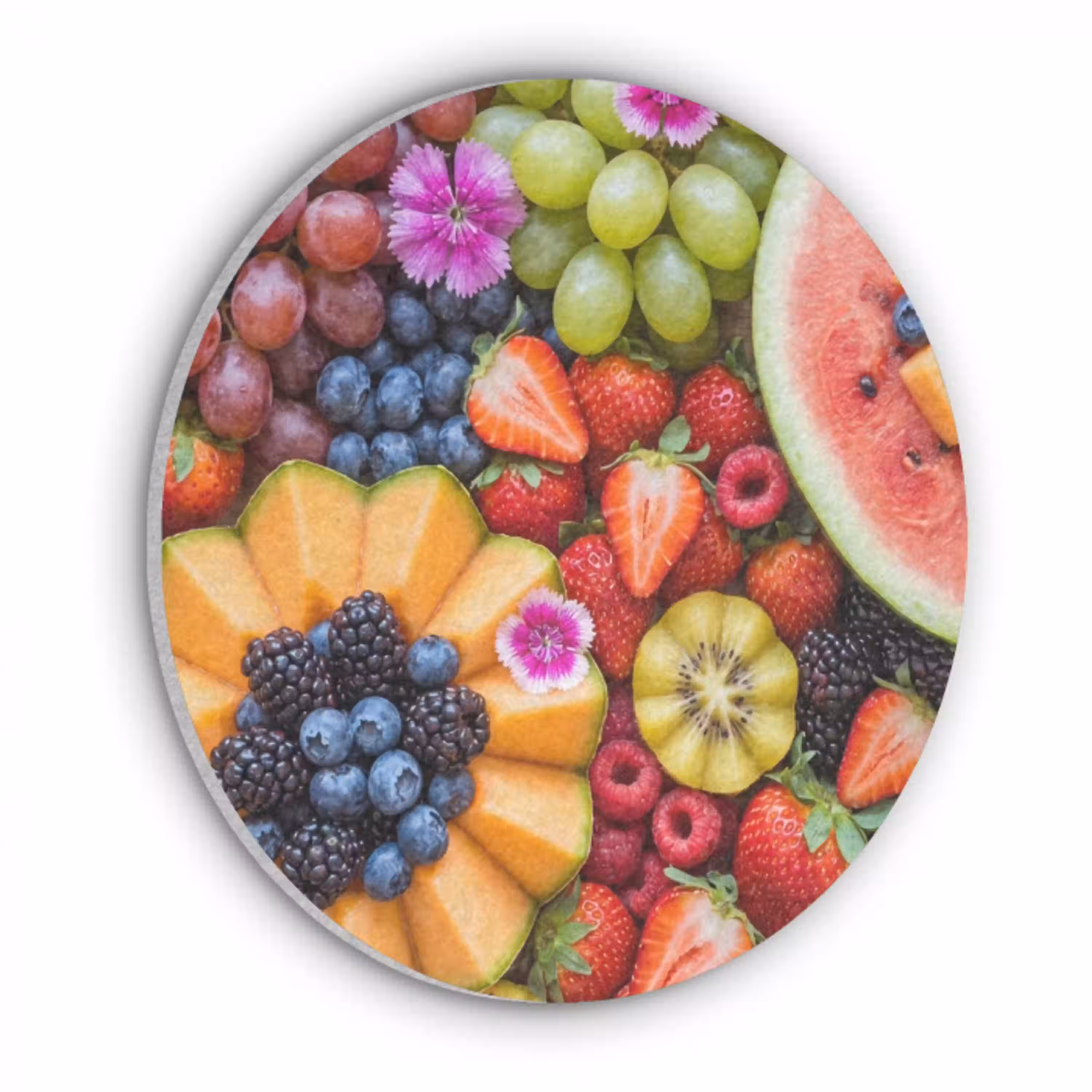 Fruit - Vers - Variatie - Eten - Kleurrijk Akoestische PET Vilt - Rond klein -3d