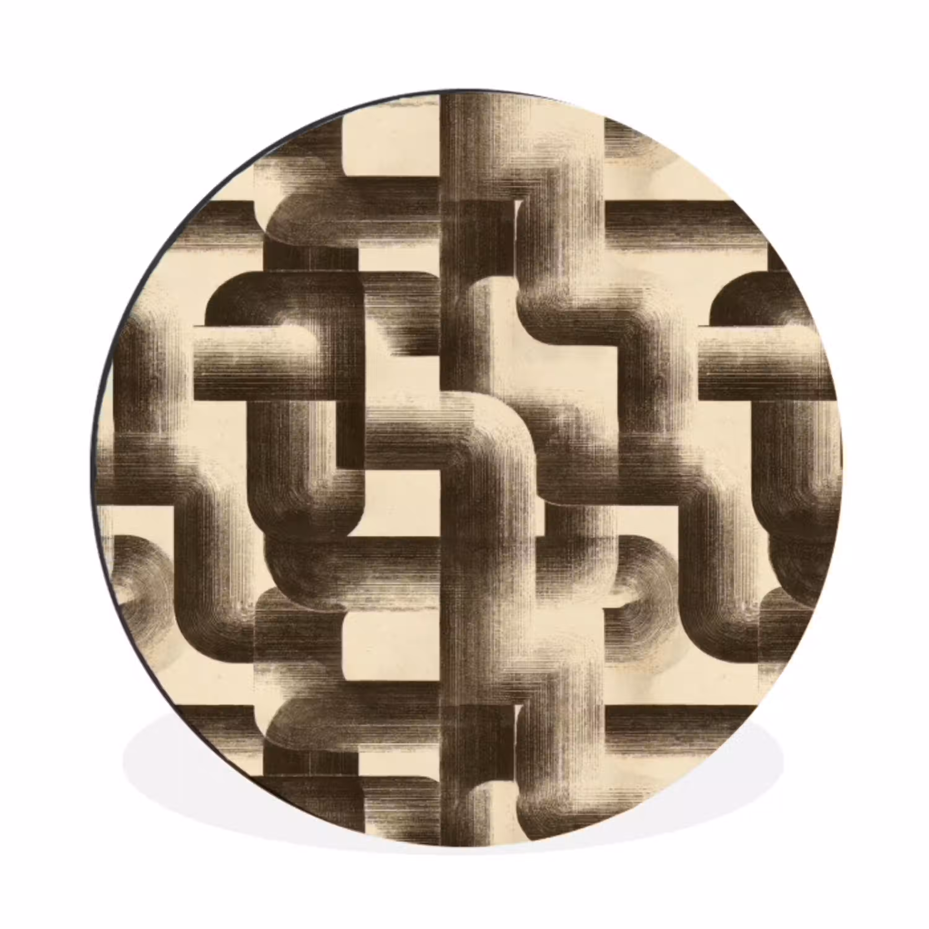 Abstract - Retro - Zwart Wandcirkel aluminium klein 190 -3d