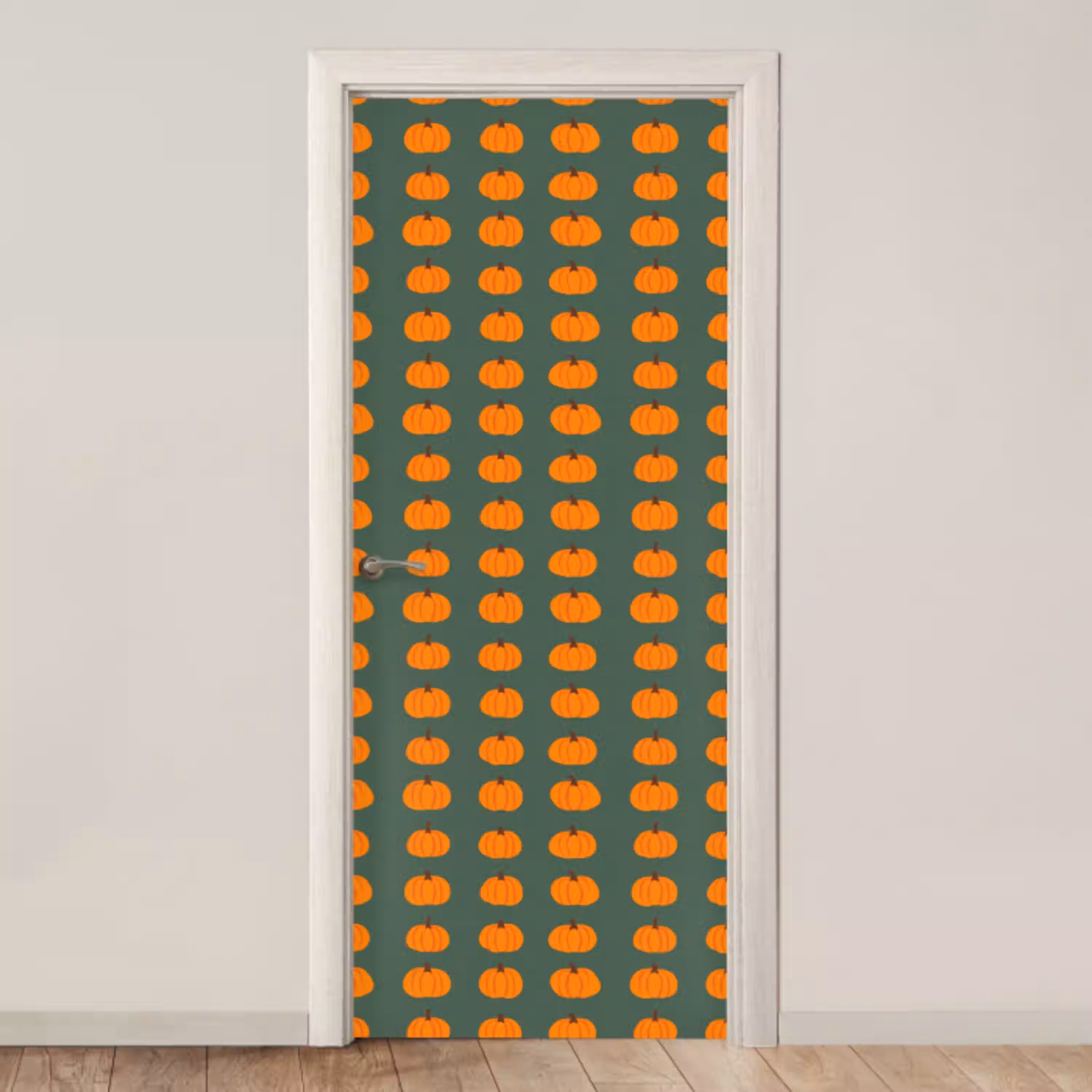 Pompoen - Patroon - Oranje deurposter klein 289 -3d_beige