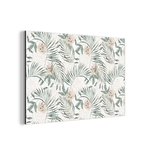 Bohemian - Bloemen - Bladeren - Jungle - Tropical aluminium wit klein -3d