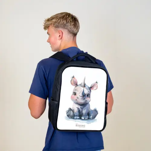 Baby neushoorn Rugzak - Zwart middel -sfeer8
