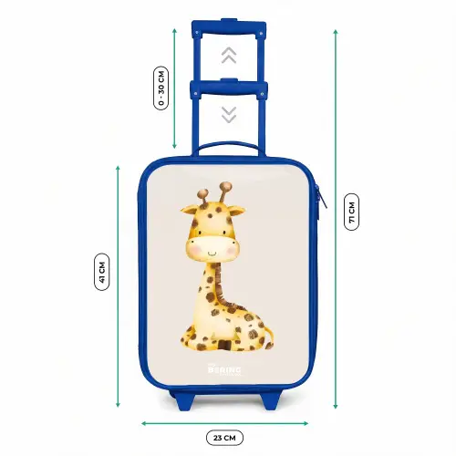 Liggende giraffe illustratie op beige achtergrond Kinderkoffer - Blauw klein -productfoto_formaten