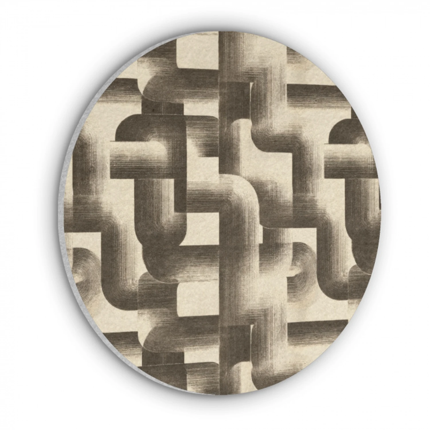 Abstract - Retro - Zwart Akoestische PET Vilt - Rond klein 838 -3d