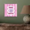More coffee - Roze - Paars - Strepen - Mok plexiglas 5mm klein -sfeer3