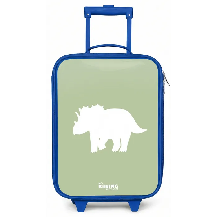 Groen met Triceratops dino Kinderkoffer - Blauw klein -zz3dotto