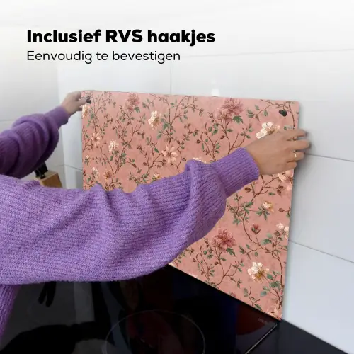 Botanisch - Bloemen - Roze Inductie beschemer met haakjes klein 777 -ky-ophangen-nl
