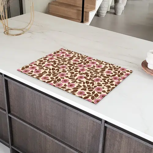 Bloemen - Bladeren - Kleurrijk Inductie beschermer vinyl 3mm klein 276 -sfeer8