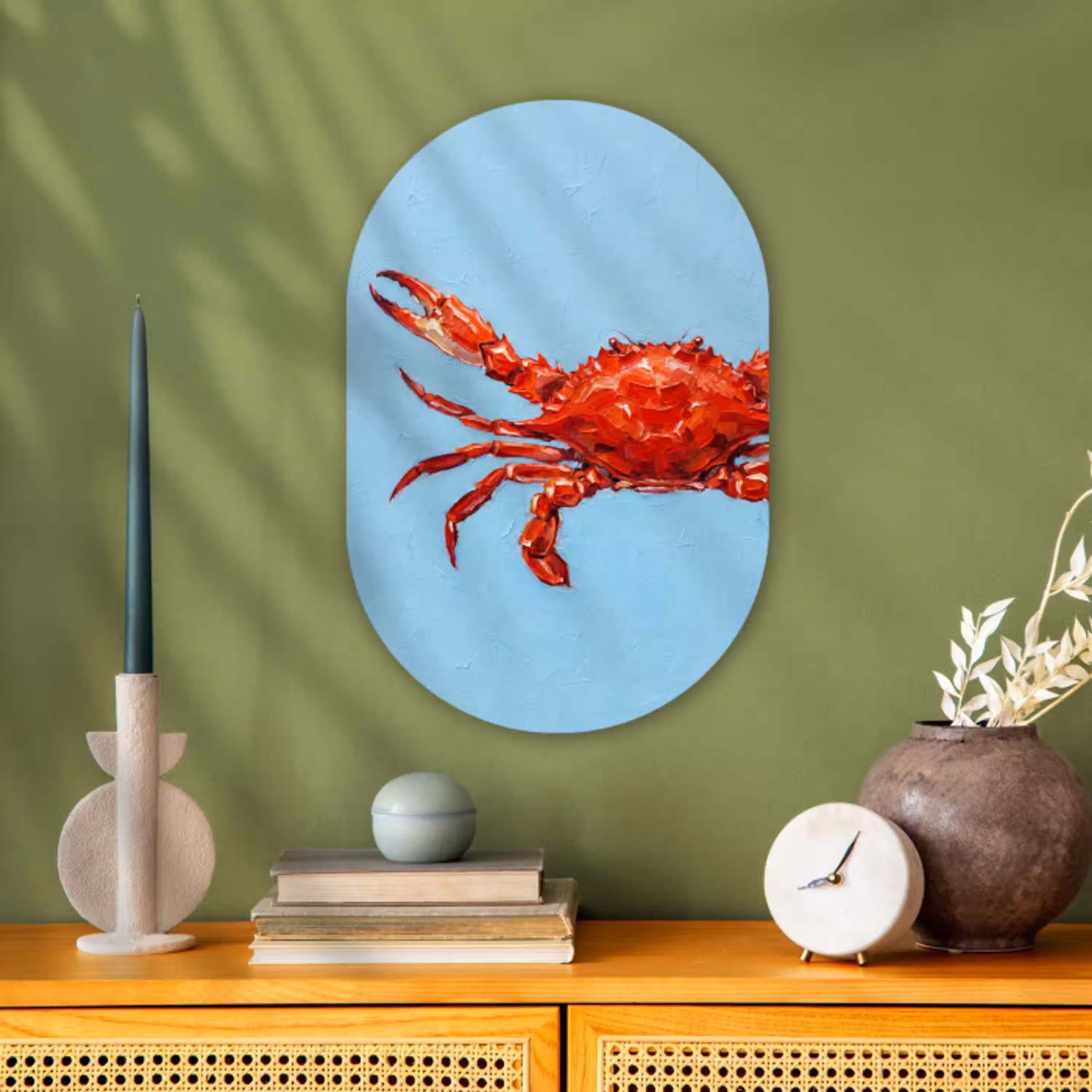 Krab - Zee - Dieren - Abstract - Rood Wandcirkel Ovaal Forex klein -sfeer2