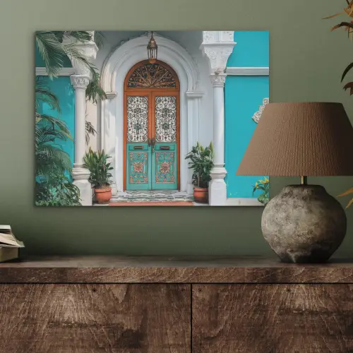 Zuilen - Sierlijke - Deur - Blauw PET vilt klein -sfeer2