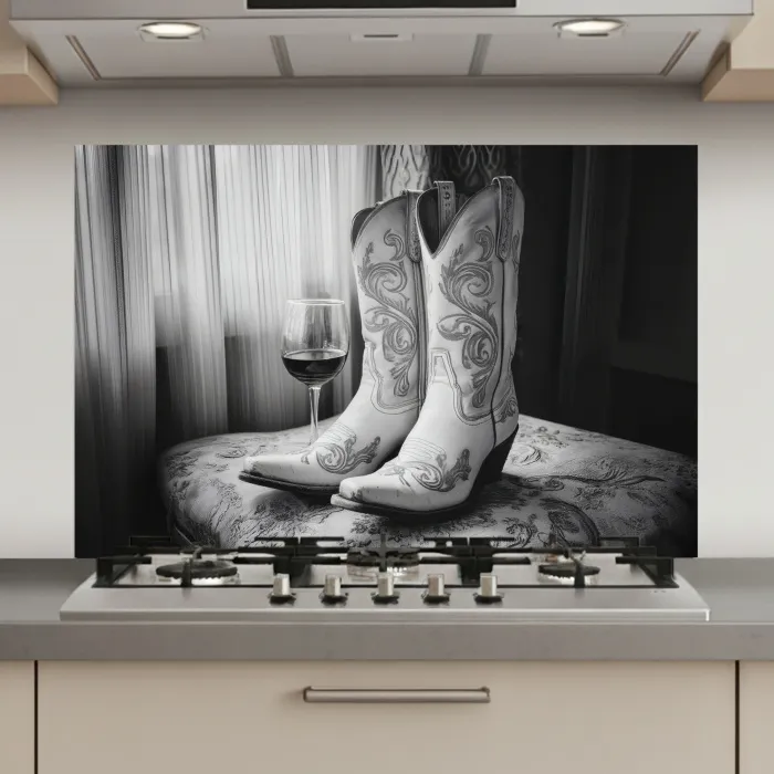 Wijn - Cowboylaarzen - Raamlicht - Wit keuken achterwand spatscherm klein -3d_website