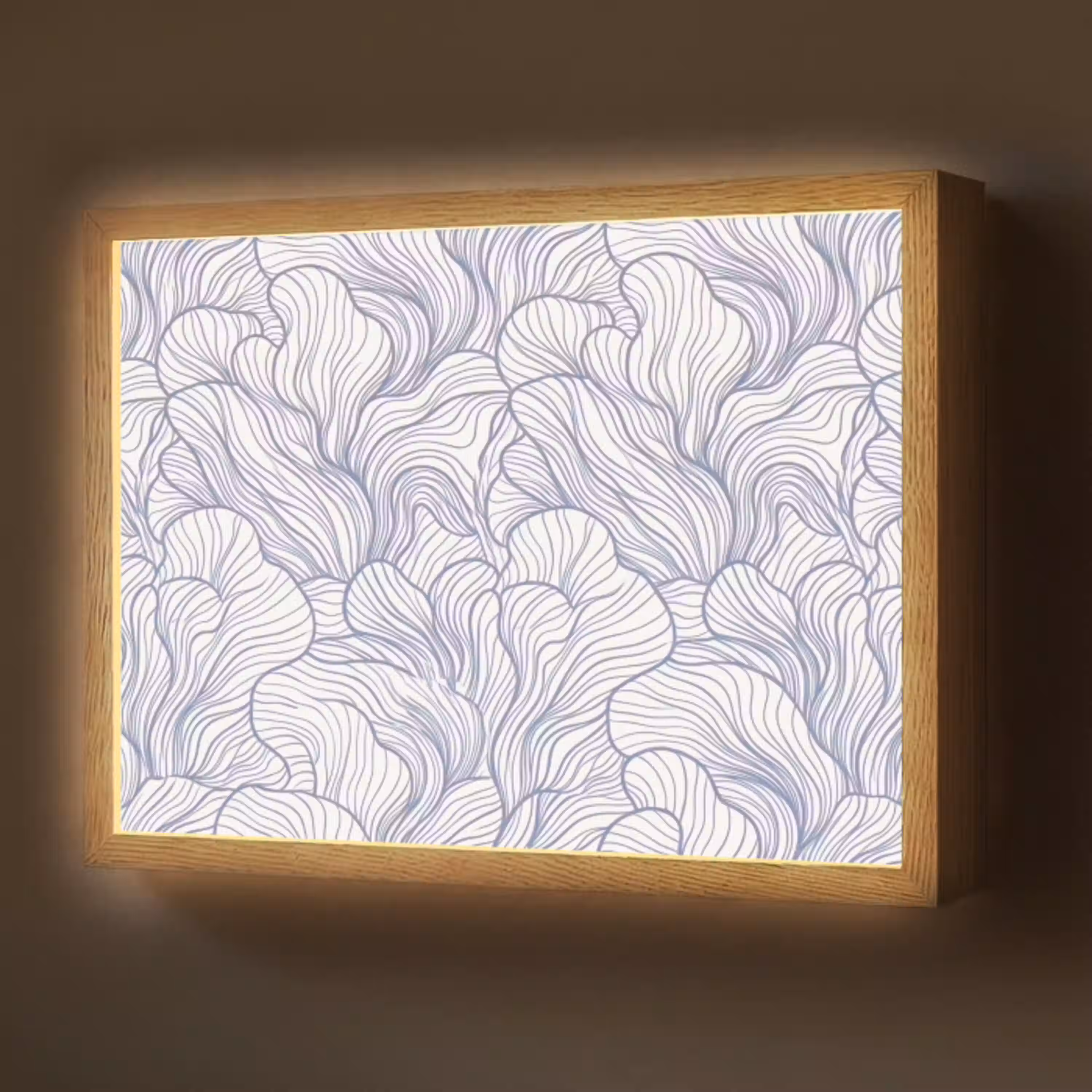 Patroon - Lijnen - Organisch - Abstract - Blauw Light Box met batterij (Wandlamp) middel -z3d_website