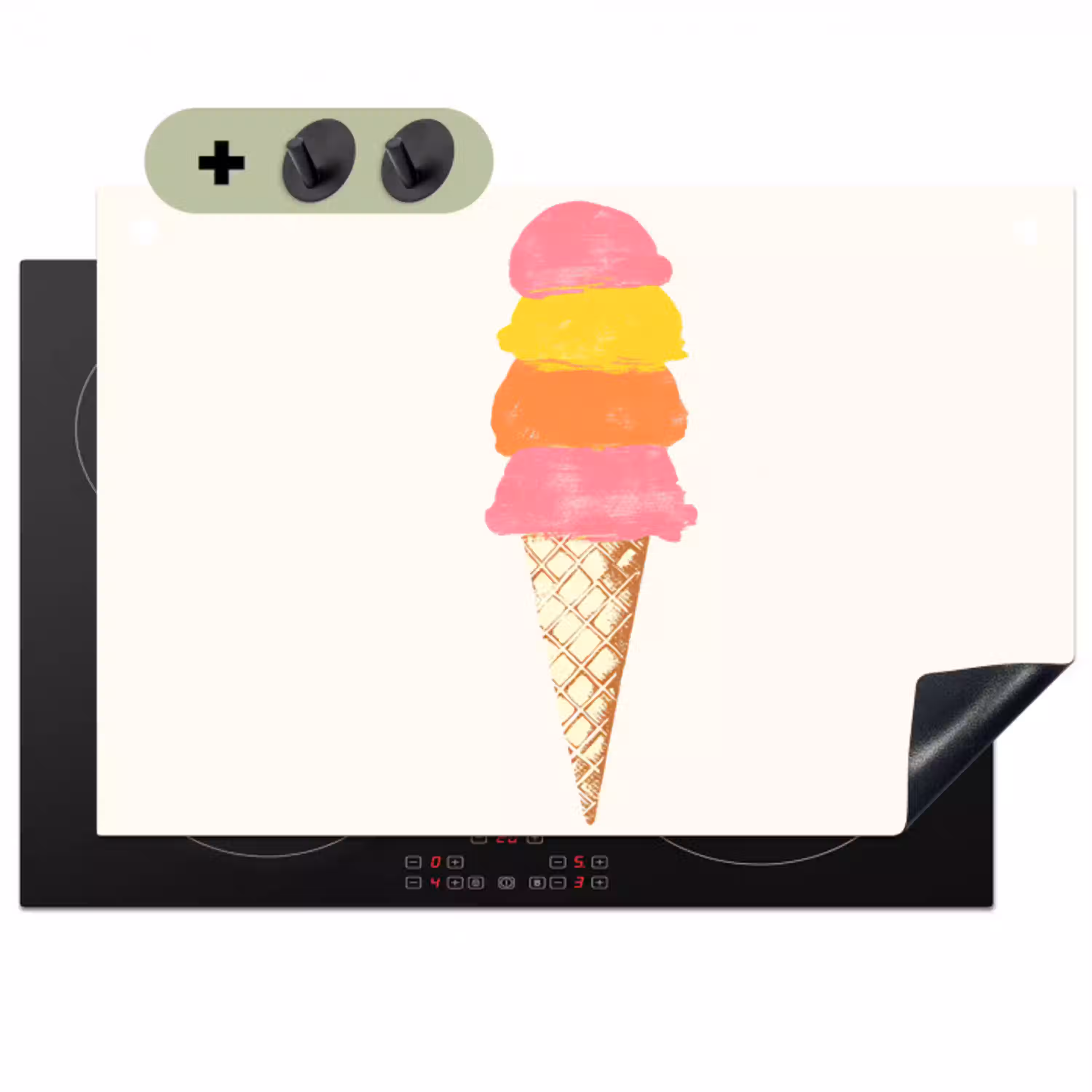 Schepijs - Hoorntje - Illustratie - Minimalistisch Inductie beschemer met haakjes klein -3d