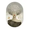 Pluis - Vrouw - Beige Wandcirkel Ovaal Forex klein -3d