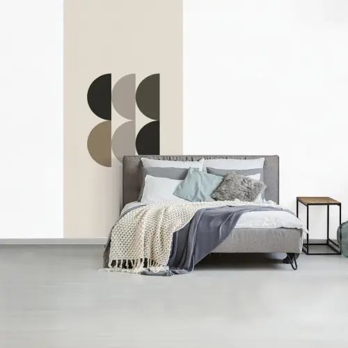 Halve cirkels - Aardetinten - Grafisch fotobehang vinyl groot -slaapkamer
