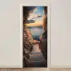 Doorkijk - Uitzicht - Landschap - Zee - Rotsen deurposter klein -3d_beige