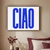 Ciao - Hoofdletters - Blauw - Minimalistisch Textielframe zwart klein -sfeer1