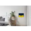 Think big - Blauw - Geel textielposter latten blank klein -woonkamer