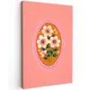Illustratie - Bloemen - Rand - Roze Tuinposter op houten frame 2 cm dik klein -3d