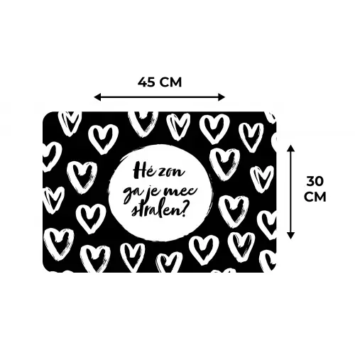 Quotes - Hé zon, ga je mee stralen? - Tekst - Zon - Zomer Placemat vinyl groot -specs