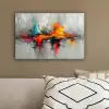 Moderne kunst - Oranje - Grijs - Abstract canvas 2cm klein -sfeer3
