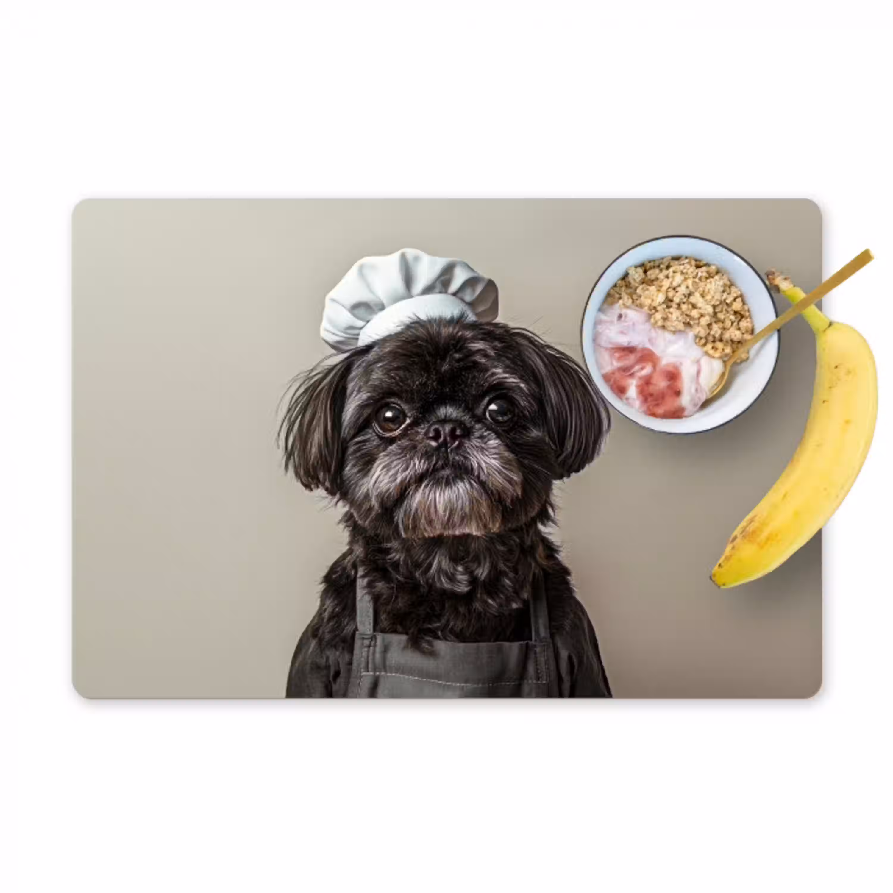 Kokskleding - Zwart - Hondje Placemat vinyl groot -zzzproduct_Kitchenyeah-website