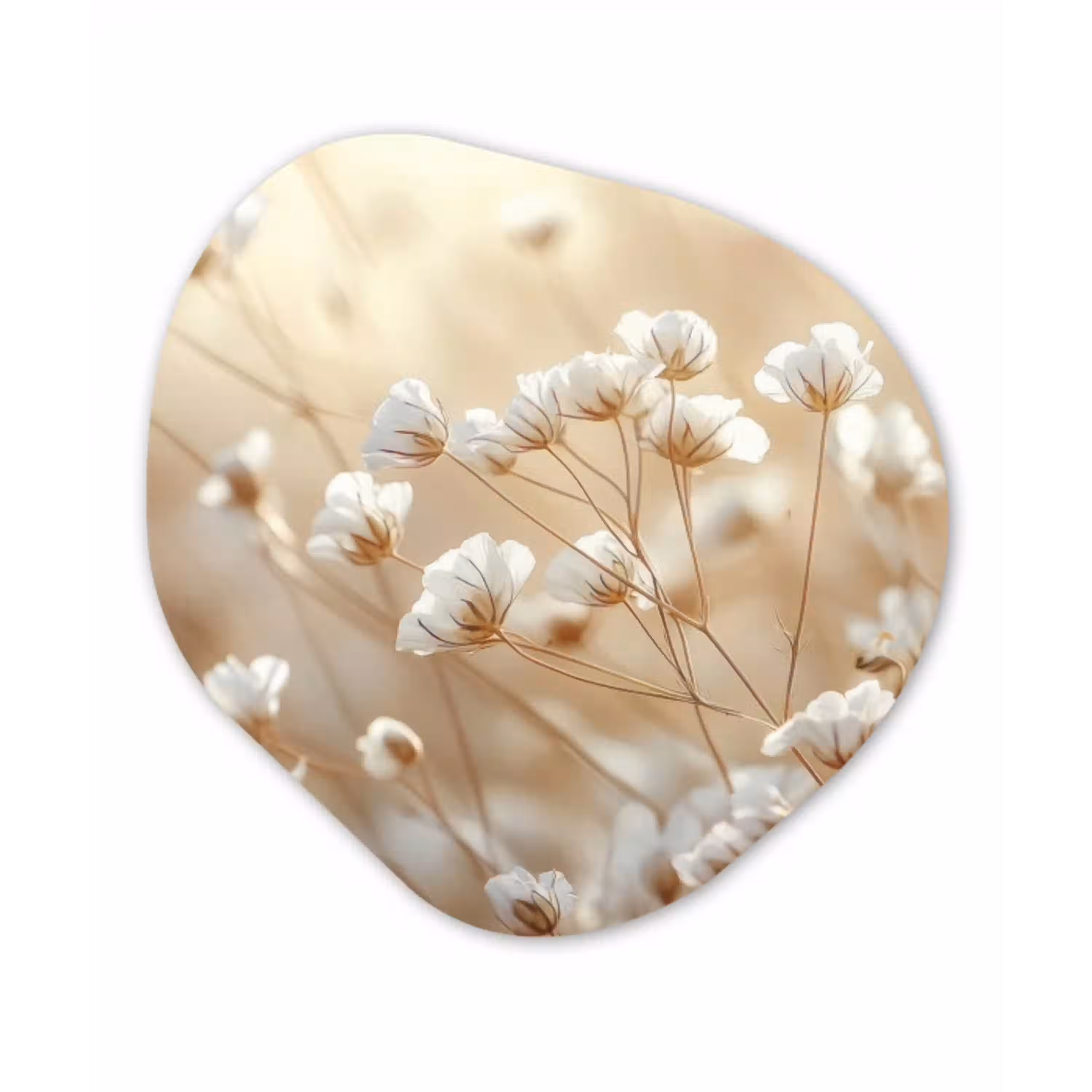 Wilde - Bloemen - Wit Wandcirkel Organisch Forex 3mm klein -3d