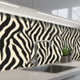 Zebra - Print - Klassiek - Zwart keuken achterwand 2 middel 871 -3d_schuin