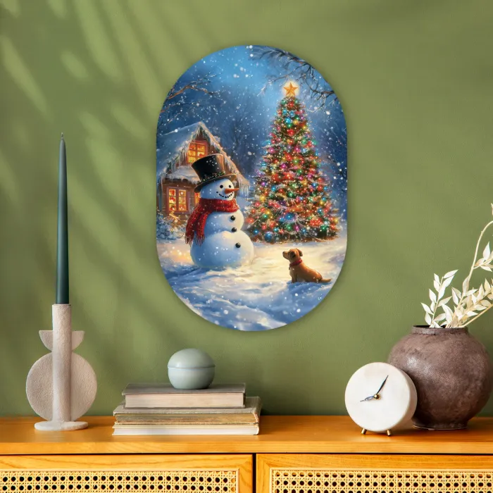 Kerstwonder - Winteravond - Kleurrijk Wandcirkel Ovaal Forex klein -sfeer2