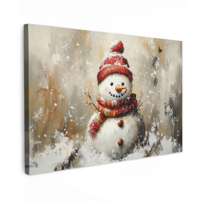 Sneeuwpop - Winter - Sneeuw - Beige canvas 2cm klein -z3d