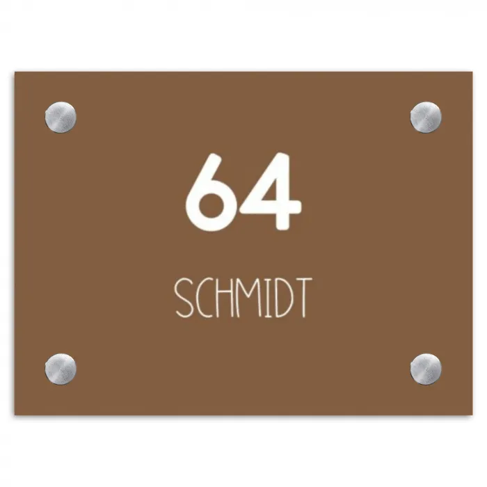Bruin - Modern Naambord Rechthoek middel -3d