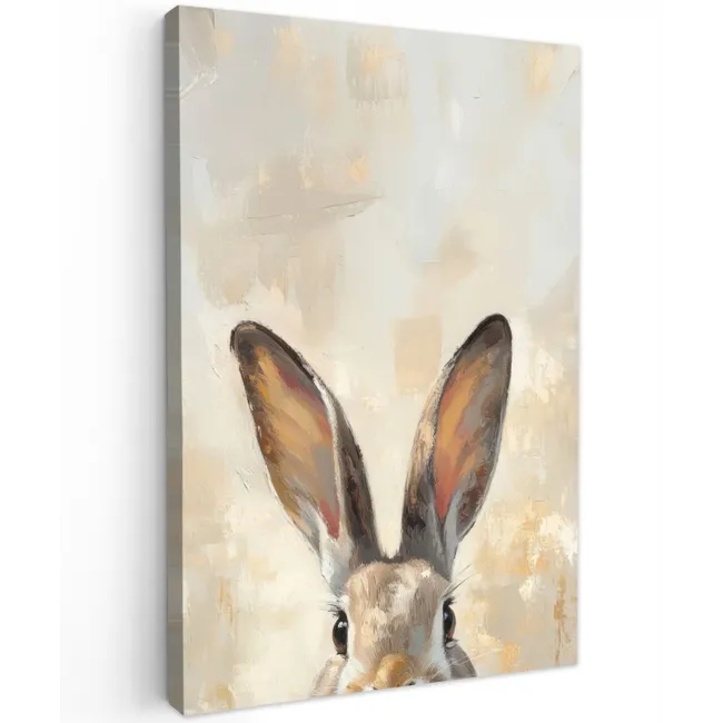 Haas - Oren - Bruin Tuinposter op houten frame 2 cm dik klein -3d