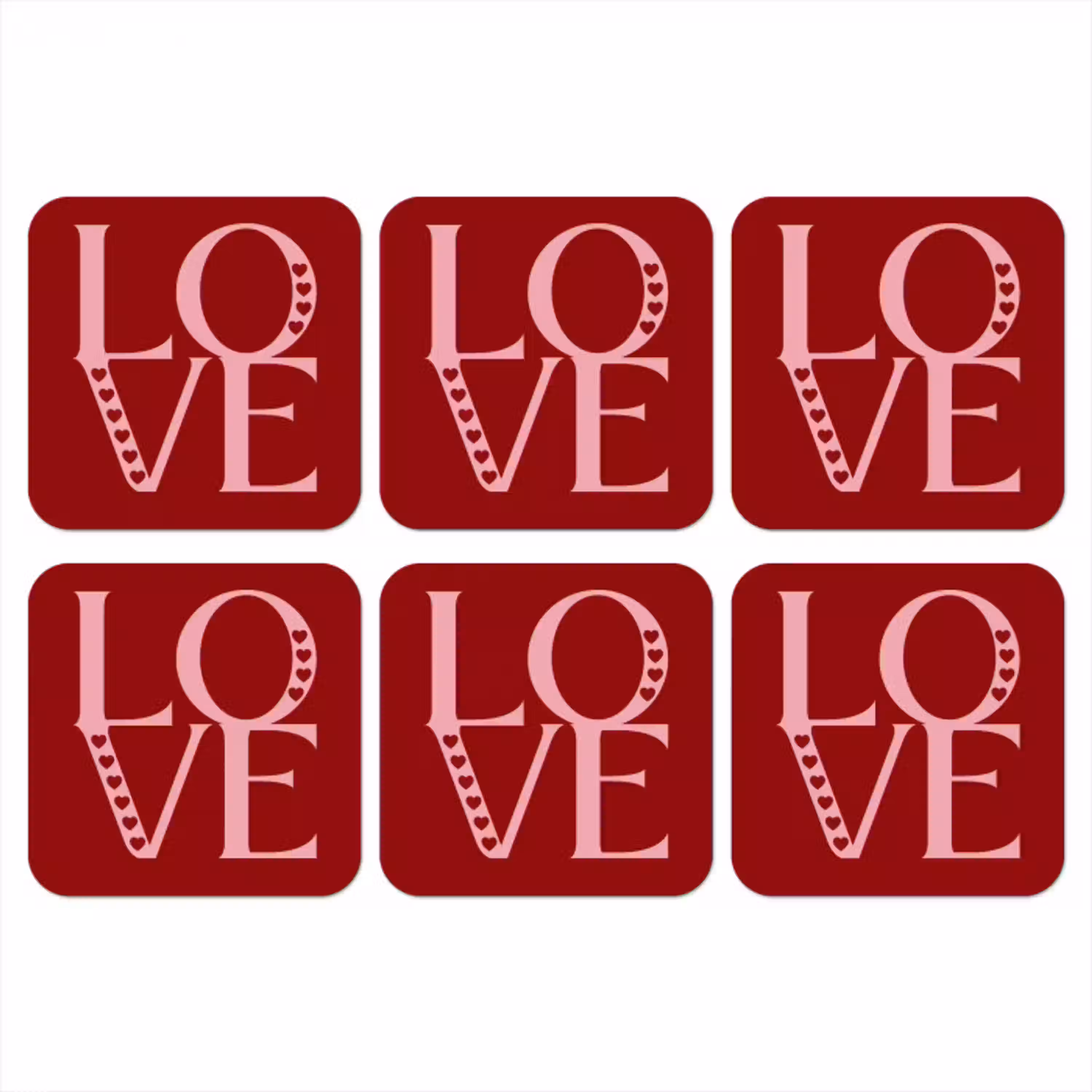 Love - Rood - Hatjes onderzetter kurk middel -3d