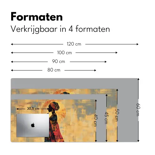 Vrouw - Silhouet - Patronen - Sierlijk Muismat XXL klein -sfeer5