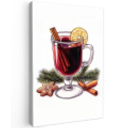 Wijn - Drinken - Gluhwein - Winter - Illustratie - Kerst Tuinposter op houten frame 2 cm dik middel -3d