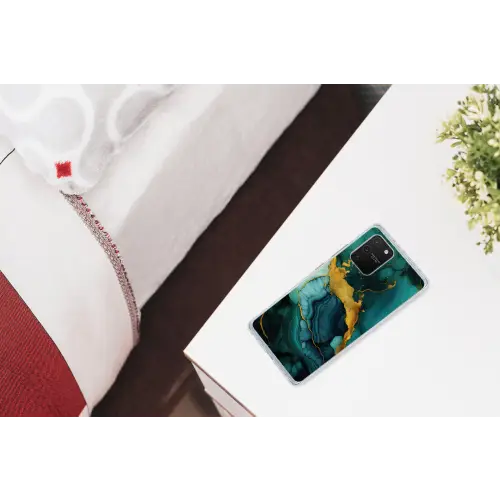 Marmer - Goud - Blauw groen - Abstract - Turquoise Telefoonhoesje Samsung Galaxy S10 Lite klein -kamerS10Lite