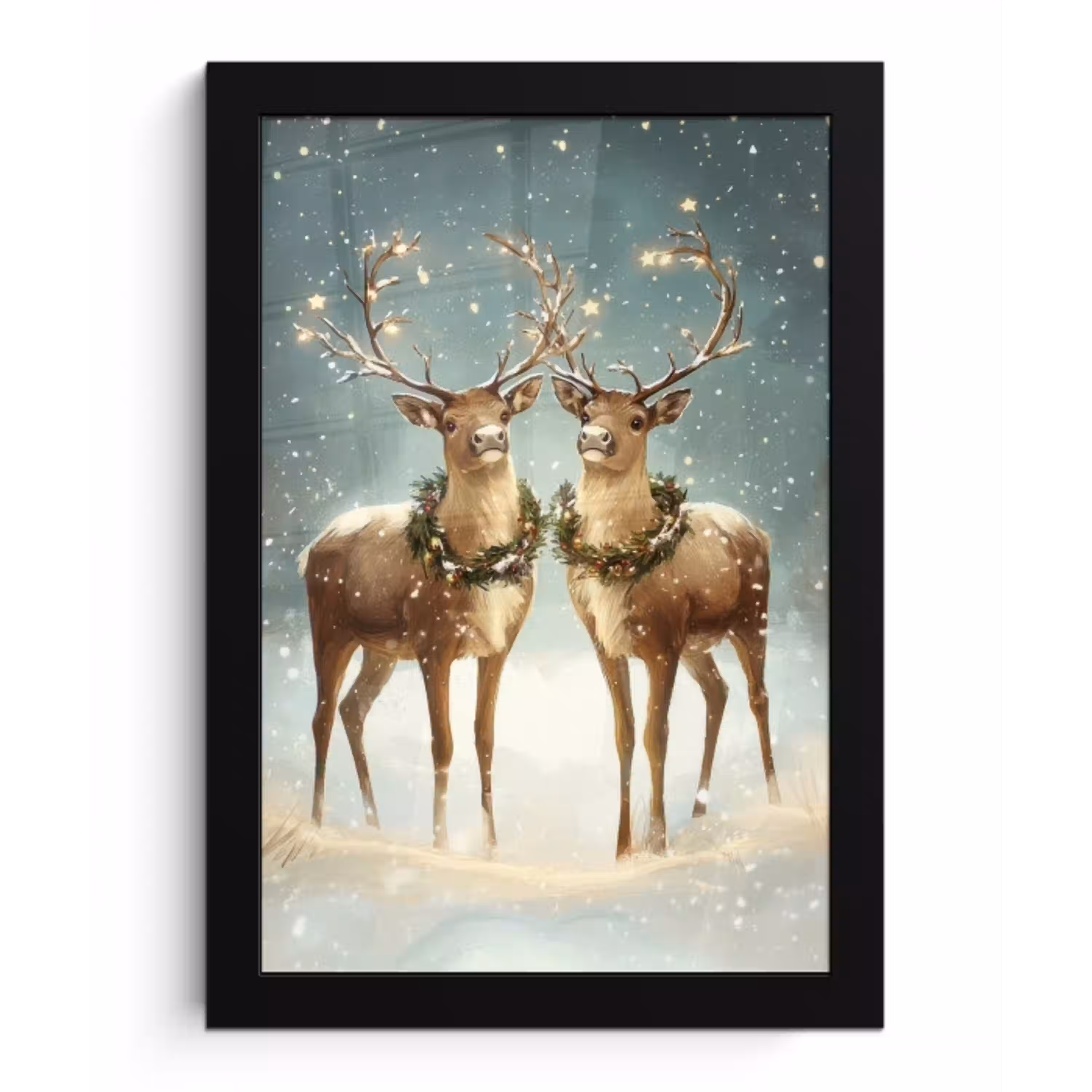 Kerstmagie - Winterwoud - Rendier fotolijst zwart zonder passe partout klein -3d
