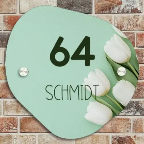 Witte tulpen - Modern Naambord Organisch middel -sfeer10