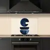 Vormen - Blauw - Abstract keuken achterwand spatscherm klein -sfeer1