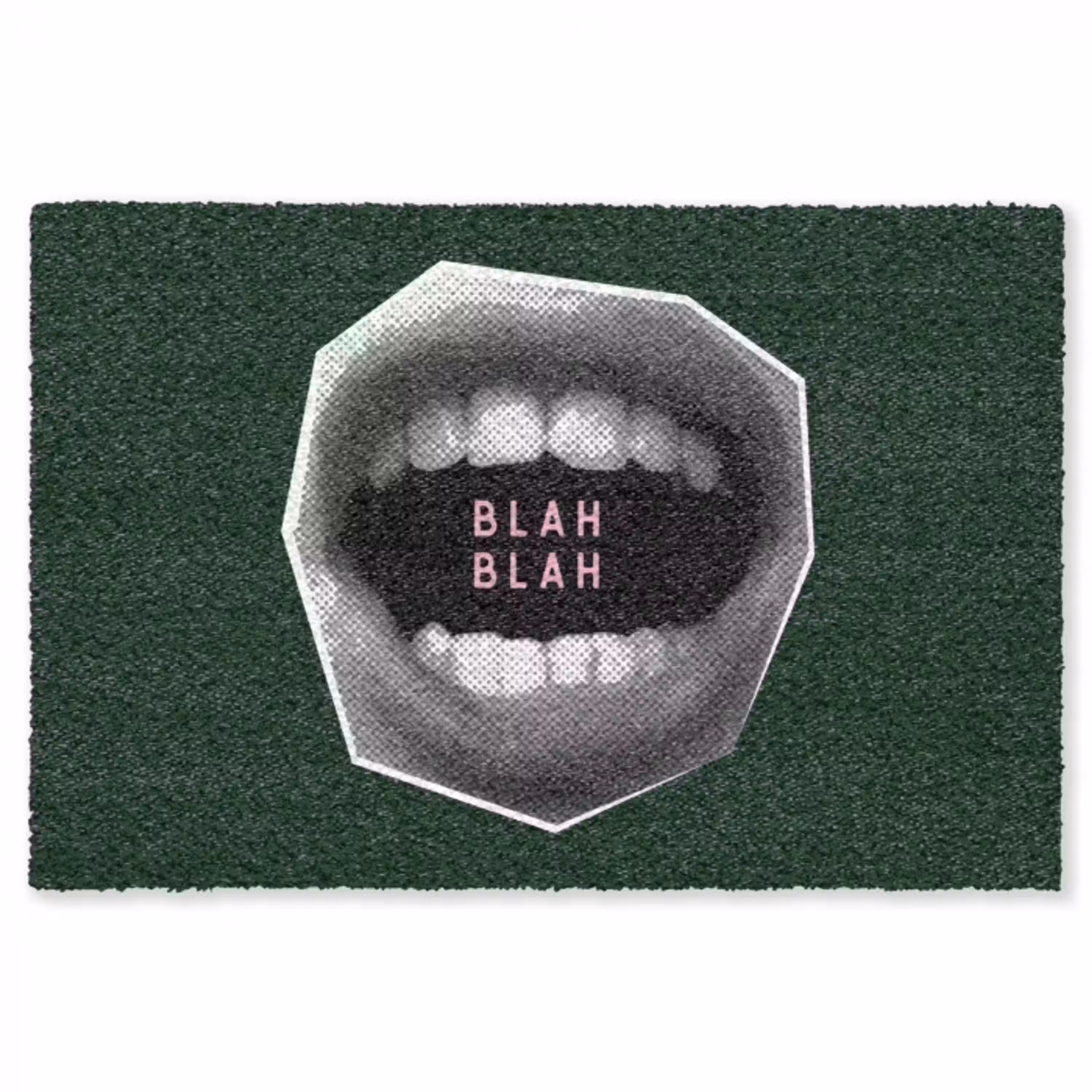 Mond - Groen - Illustratie - BLAH BLAH Vloerkleed Rechthoek klein -3d