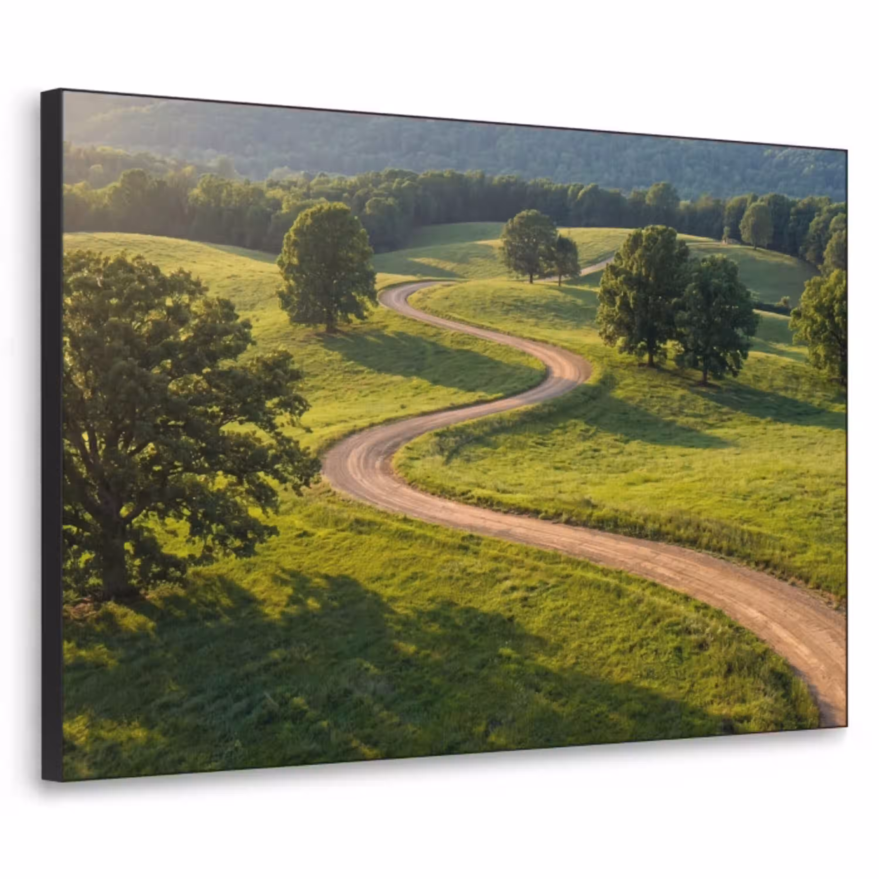 Weg - Weide - Natuur - Groen Textielframe zwart klein -3d
