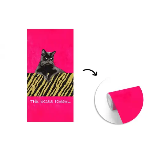 Kat - Baas - Roze - Tijgerprint fotobehang vinyl groot -3d