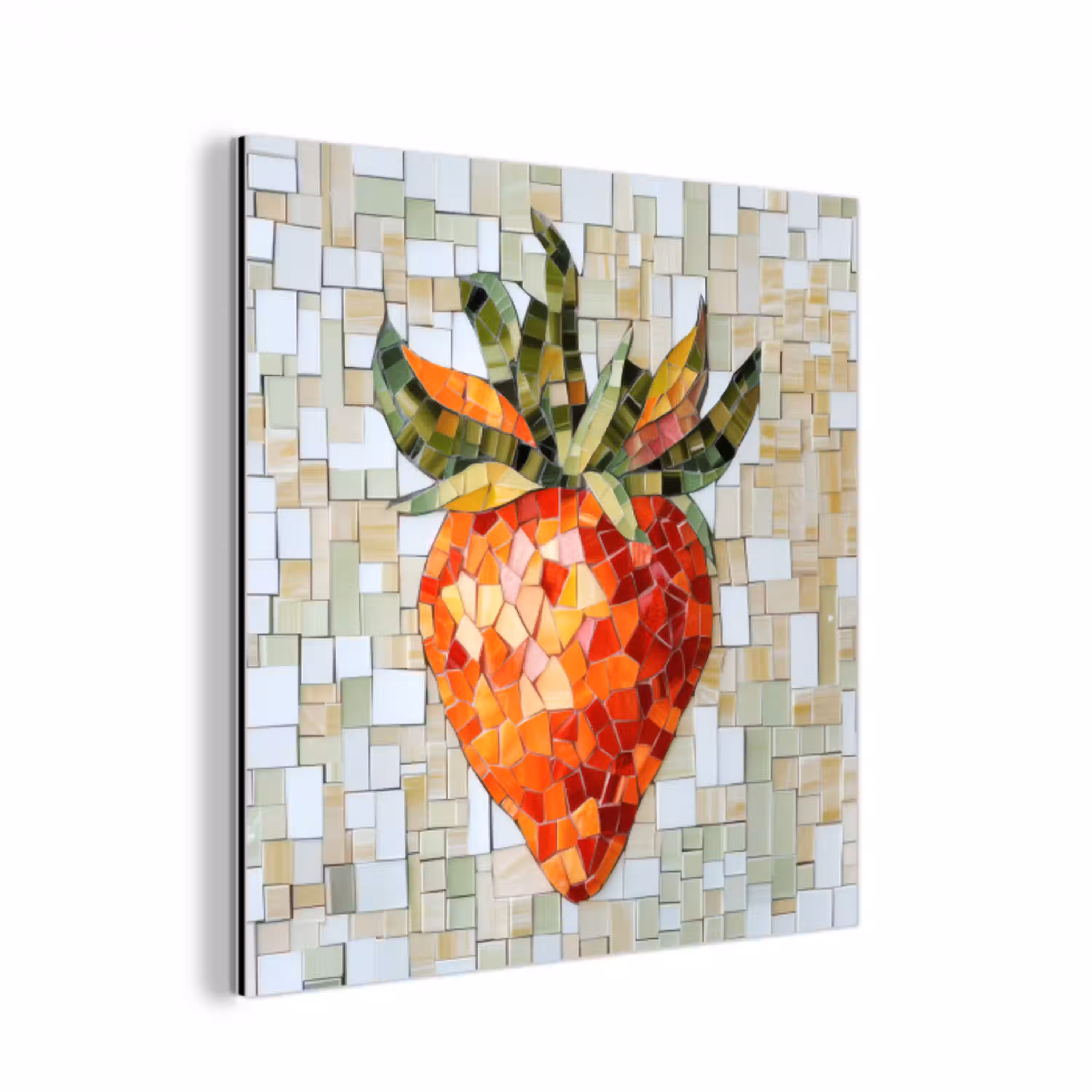 Aardbei - Rood - Mozaïek - Fruit aluminium wit klein -3d